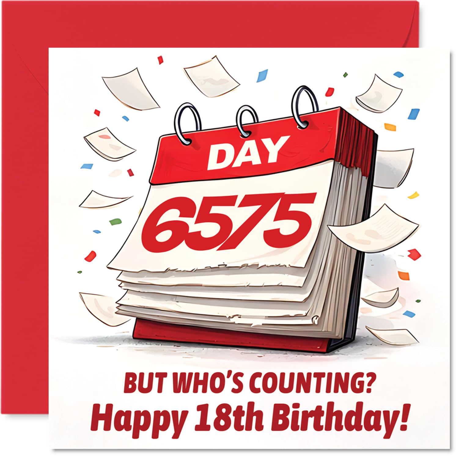 Funny 18th Birthday Card - Counting the Laughs, Not the Candles - Playful Calendar Design with a Cheeky Birthday Twist - 145mm Square, Envelope Included