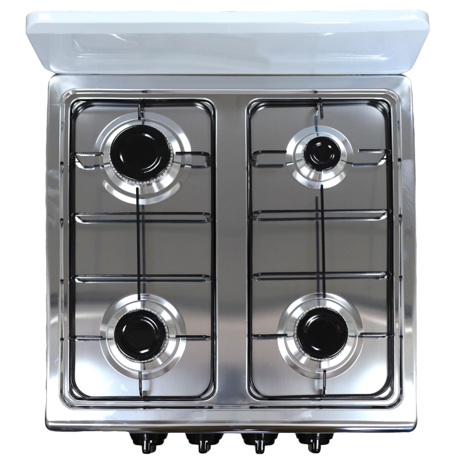 Marvin Fornello a Gas 4 Fuochi da Campeggio Piano Cottura con Supporto 2 Ripiani in Acciaio Cucina da Esterno Portatile Piastra Inox (Nero)