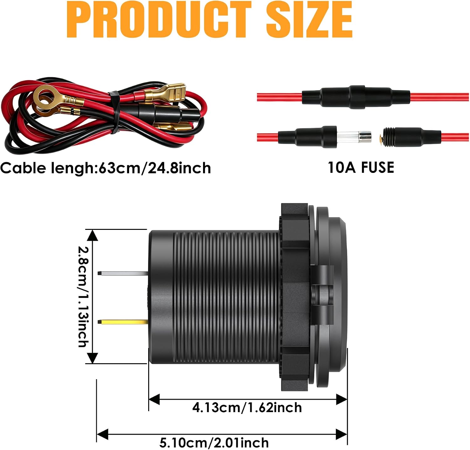 2 PCAK 12V USB Outlet PD Fast Charging, Multi Port Car Charger Socket 12V/24V with Voltmeter, Waterproof USB Cigarette Lighter Replacement for Car Boat Marine RV Golf Cart