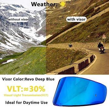 Sedici Strada 3 Visor,UV Protection Motorcycle Helmet Face Shield Visor Replacement Compatible with Sedici Strada 2 Strada 3 FT2 VECTOR FF801 FF397(Revo Deep Blue)