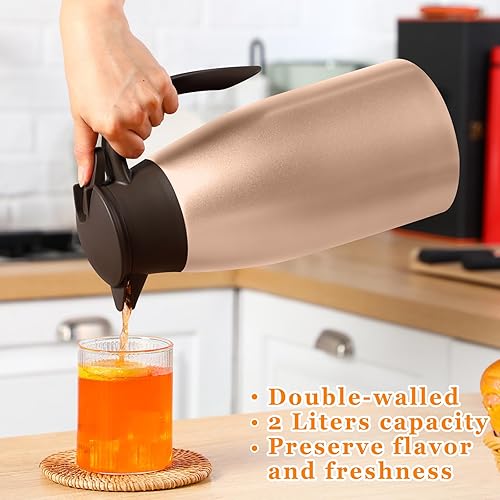 Miniatura 6 de Norme Jarra térmica de café de acero inoxidable con aislamiento para líquidos calientes, dispensador de jarra térmica con cepillos para mantener la