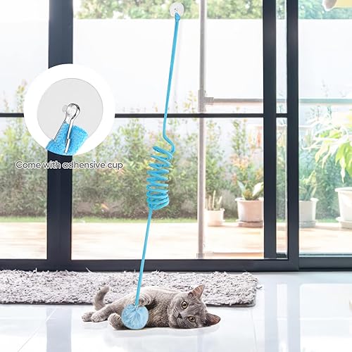 Miniatura 2 de Juguetes de primavera para gatos, resorte elástico para gatos con campana, paquete de 3 juguetes interactivos de felpa suave para gatos de interior,