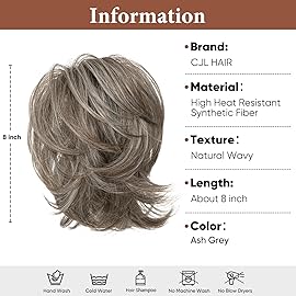 CJL HAIR Claw Clip Short Ponytail Hair Extensions DIY Bendable Metals Messy Bun Hair Piece for Wonen Straight Synthetic Fake Hairpieces Ash Grey