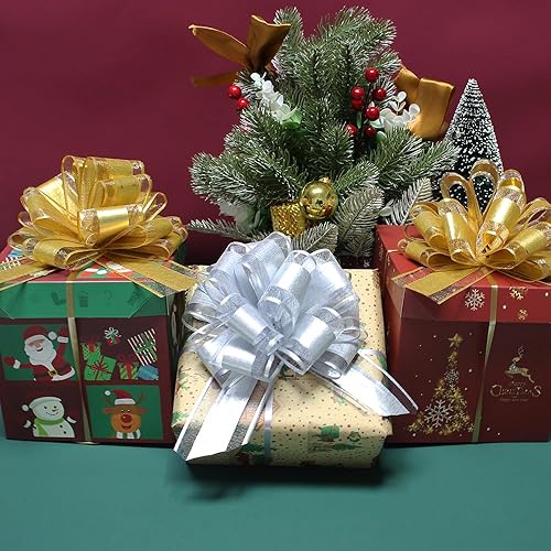 Miniatura 9 de 6 lazos de regalo grandes, lazos para envolver regalos, cesta y decoración de boda, lazos de envoltura de regalos de vacaciones y cumpleaños, lazos
