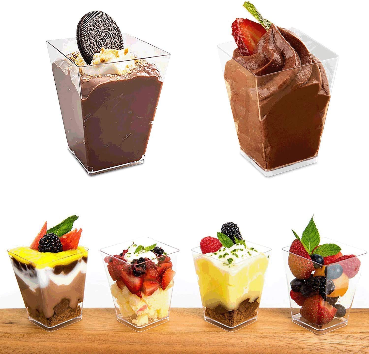 50 Bicchieri Da Dessert 60ml Con Cucchiai - Tazze Quadrate In Plastica Alimentare | Per Budini, Gelati E Feste - Foto 10