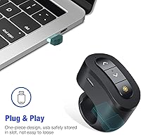 Vista 5 de Anillo de dedo recargable inalámbrico para presentador clicker para PowerPoint, Keynote, Mac, portátil - Control remoto de presentación USB con 2.4