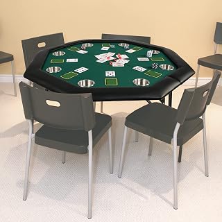 DC DICLASSE Foldable Poker Table, Octagon Card Table w/Stainless Steel Cup Holder,Casino Leisure Table Top Texas Hold 'Em Poker Table for Blackjack Board Game,Green Speed Felt