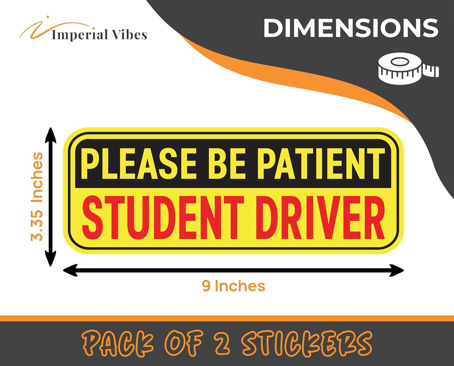 2 Pack, Please Be Patient Student Driver Sticker for Car, 9 x 3.3 Inches, Student Driver Decal, Beginner Driver Sticker, Rear Window & Bumper Decal, Non-Magnetic, Waterproof UV Resistant Vinyl -167 image 3