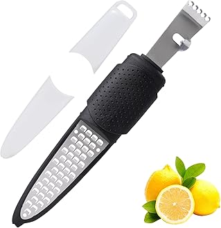 Lemon Zester Tool with Channel Knife, Stainless Steel Citrus Zester Tool, Lemon Peeler, Zesters for Kitchen, Ultra Sharp 2-in-1 Tool Easily Creates Citrus Zest (Black)