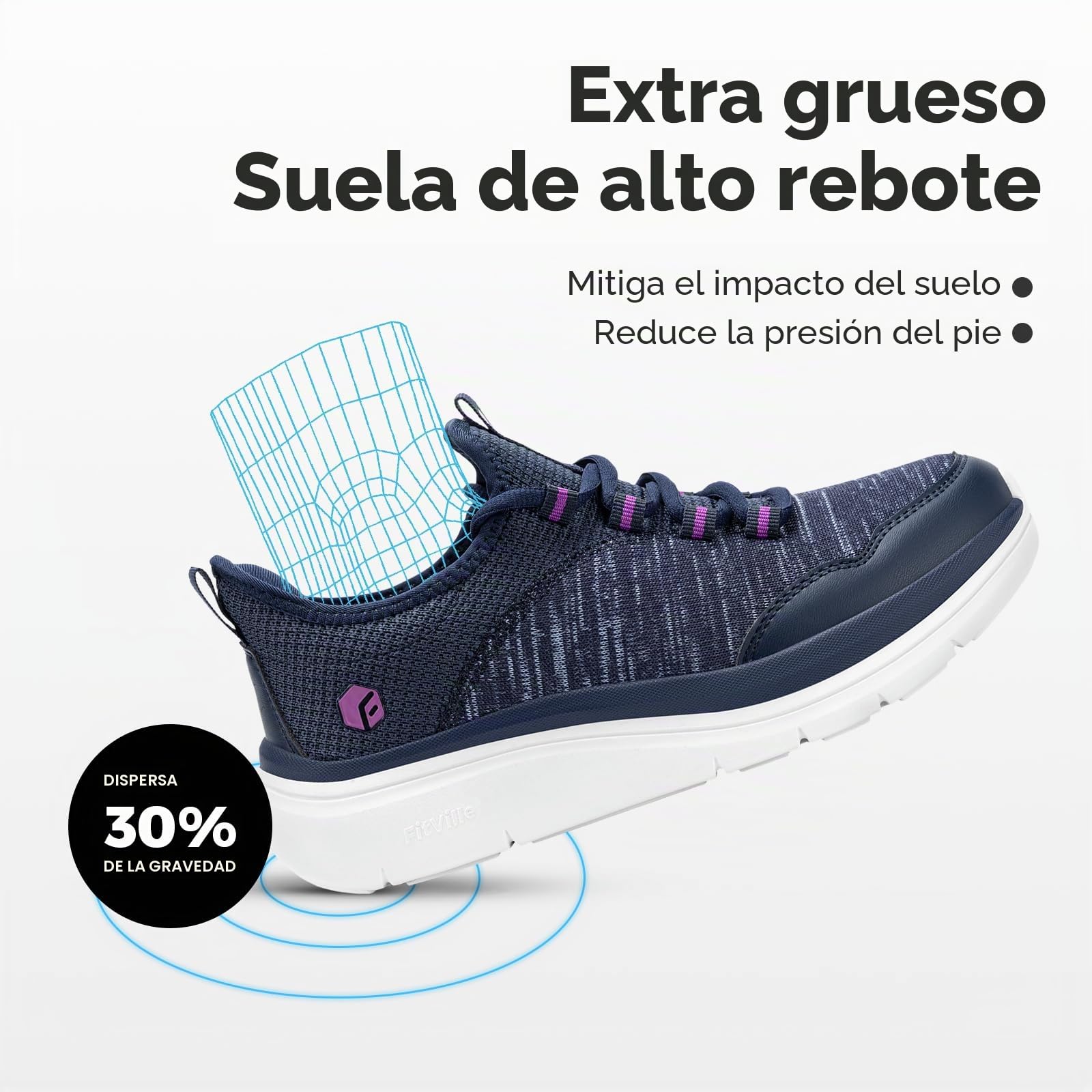 FitVille Zapatillas Anchos Caminar Mujer Zapatos Casual Sneakers Gimnasio Comodos Calzado Deportivas Ligeras