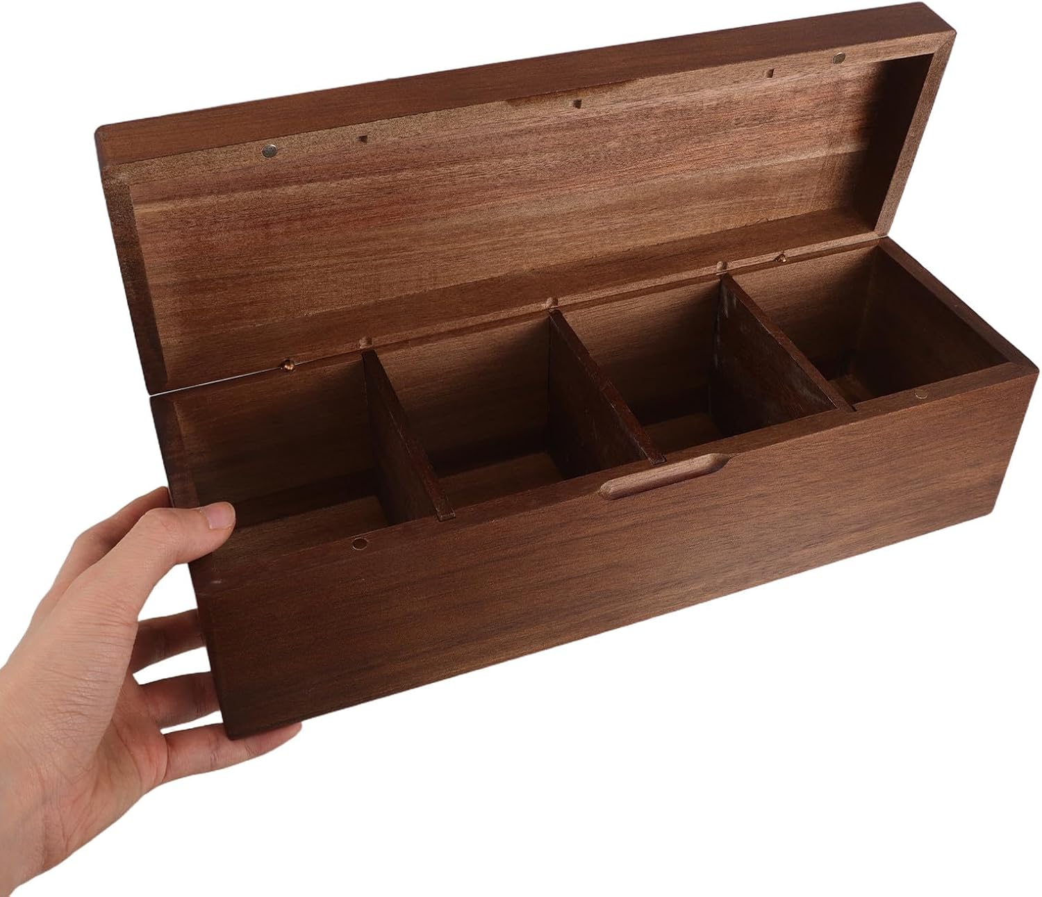 Tea Bag Storage Box: Wooden Portable Tea Bag Case with 4 Grid, Coffee Display Container with Lid for Reception Area - Ideal for Parties and Holiday Events