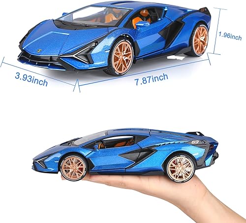 Miniatura 14 de SASBSC Toy Cars Lambo Sian FKP3 - Auto modelo de metal con luz y sonido, auto de juguete con retroceso para niños a partir de 3 años (verde militar)