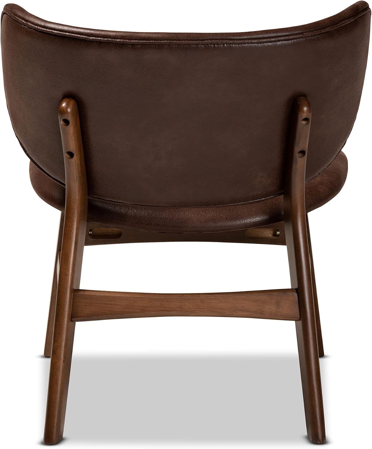 Baxton Studio Marcos Mid-Century Modern Dark Brown Faux Leather Effect and Walnut Brown Finished Wood Living Room Accent Chair
