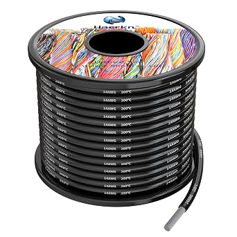 2.0mm  14awg Silicone Electrical Wire Cable Black 10Meters 14 Gauge Hookup Wires kit Stranded Tinned Copper Wire Flexible and Soft High Temperature Resistance