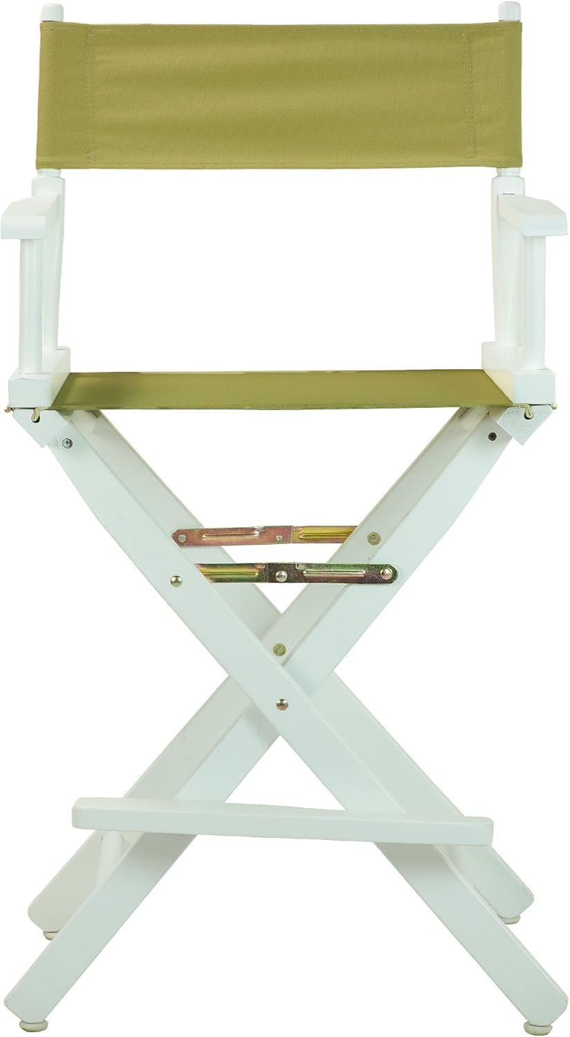 Casual Home 24" Director's Chair White Frame with Olive Canvas, Counter Height
