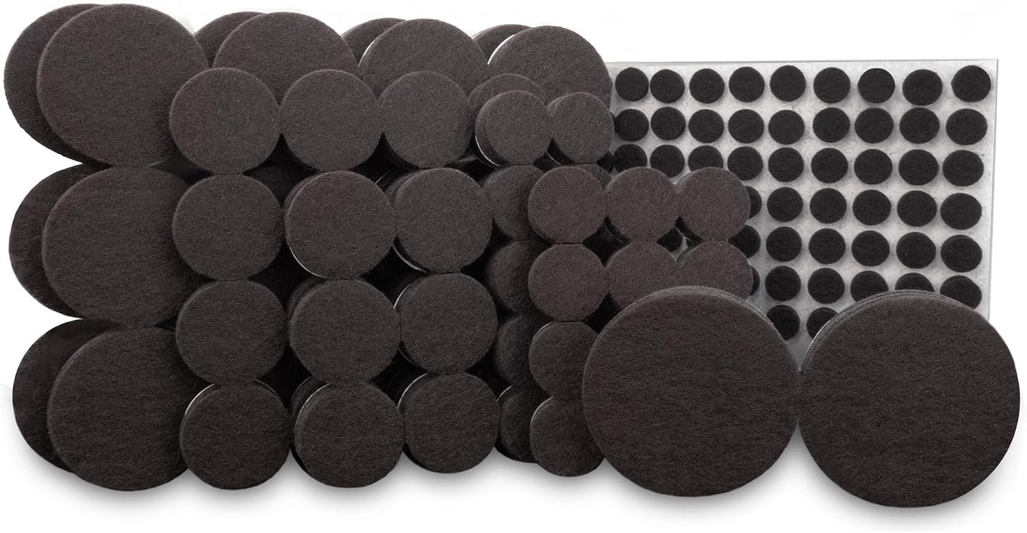 Super Sliders Gorilla Glue Felt Furniture Pads Assortment, Brown, 160 Piece Multi-Size Pack, Floor Protectors for Hardwood, Tile, Laminate & Vinyl Floors