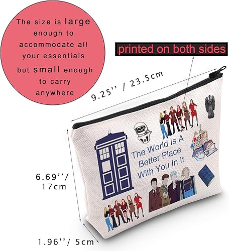 Miniatura 6 de Bolsa de cosméticos Dr Who para programas de televisión, bolsa de maquillaje inspirada en la película, el mundo es un lugar mejor, Beige