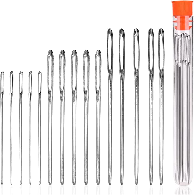 Large Eye Blunt Needles,15Pcs Yarn Knitting Hand Needles Sewing Big Eye Darning Needles 3 Sizes