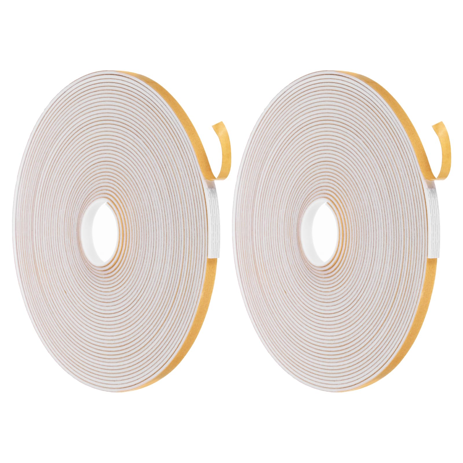 sourcing map Weather Door Seal Strip Tape, Door Insulation Stripping Single Side Strong Self Adhesive Foam Tape Gap Filler for Doors, Window, 6MM x 1.5MM x 10M White 2 Pack