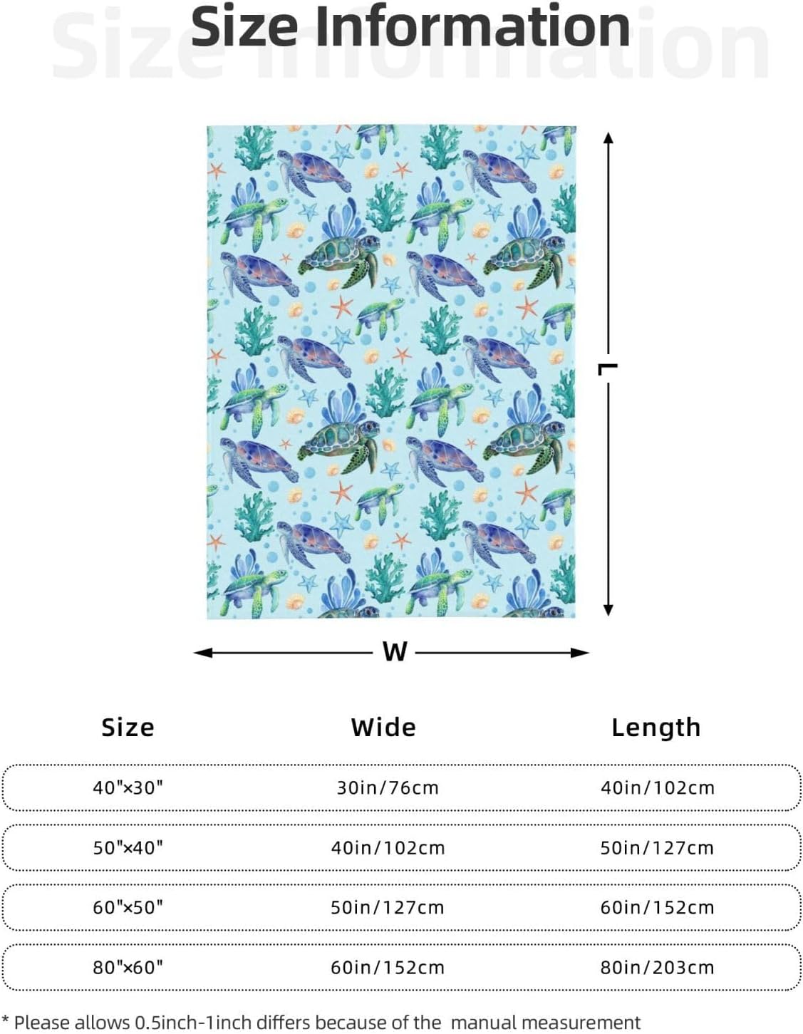 Sea Turtle Throw Blanket - Super Soft Flannel Fleece Blanket for Adults &Boys Girls Kids, Lightweight Cozy Warm Ocean Themed Bed Couch Sofa Blankets 60"x50" - Image 4