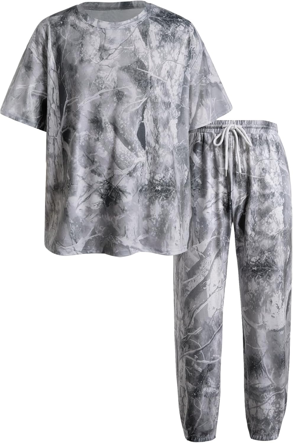 SOLY HUX Men's Camo Print Outfits Short Sleeve T Shirt and Jogger Pants Outdoor 2 Piece Set