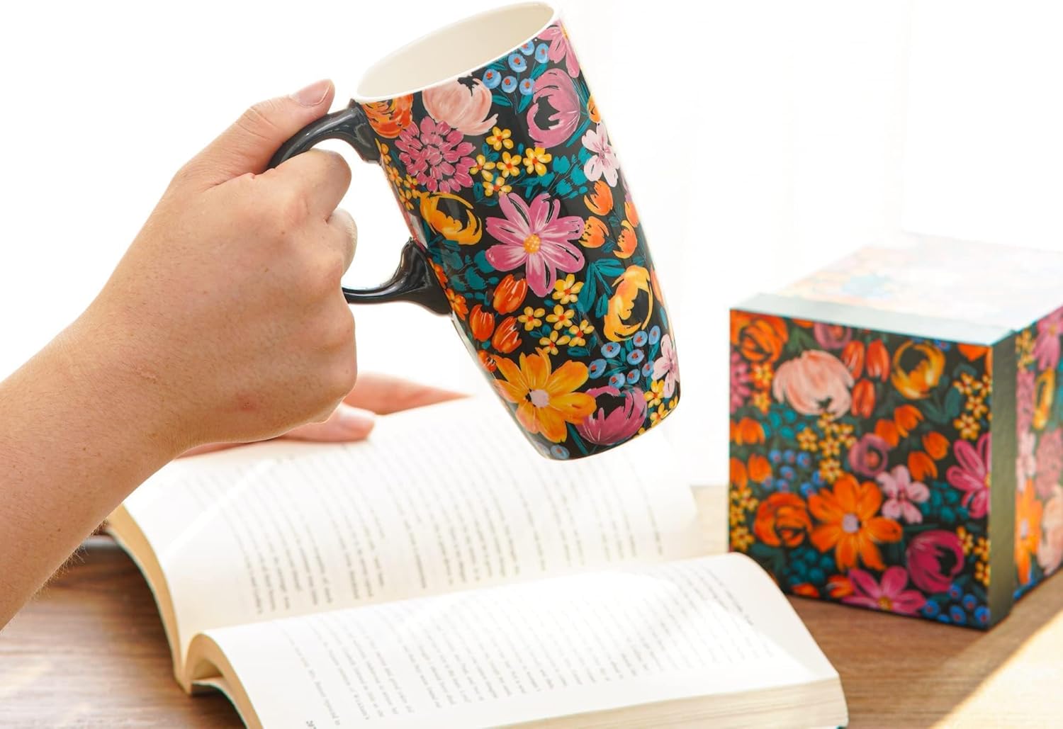 Topadorn Ceramic Mugs Porcelain Latte Tea Cup Coffee Mug with Gift Box,17oz. Flowers - Image 8