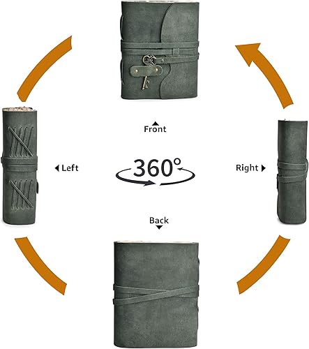 Miniatura 6 de Leather Village Diario, diseño de época, de cuero, unisex, papel tipo antiguo hecho a mano, cierre de llave estilo antiguo, libro de sombras,