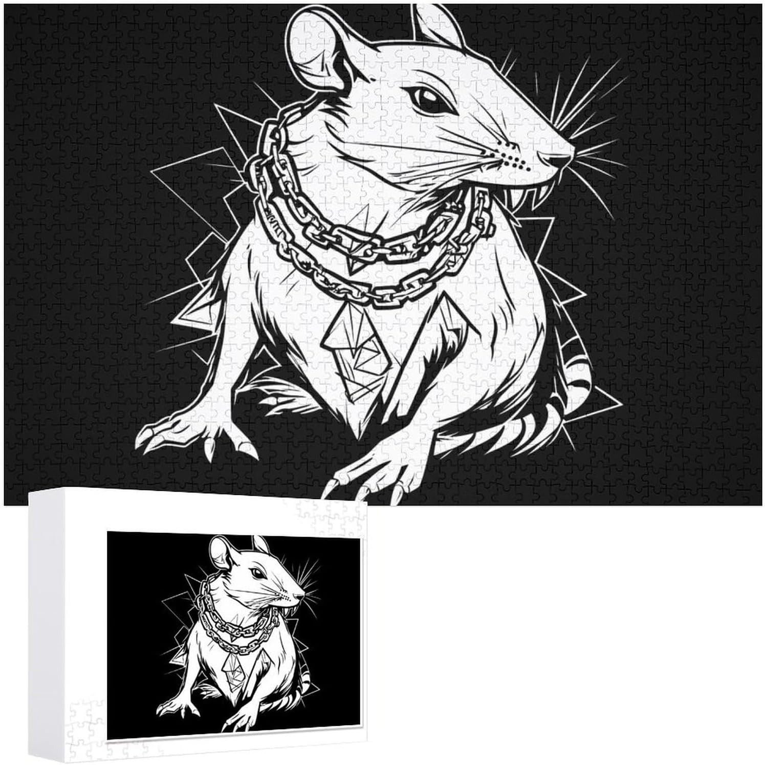 Goth Mouses Rat Wood Puzzle Challenging Jigsaw Puzzles for Women Men