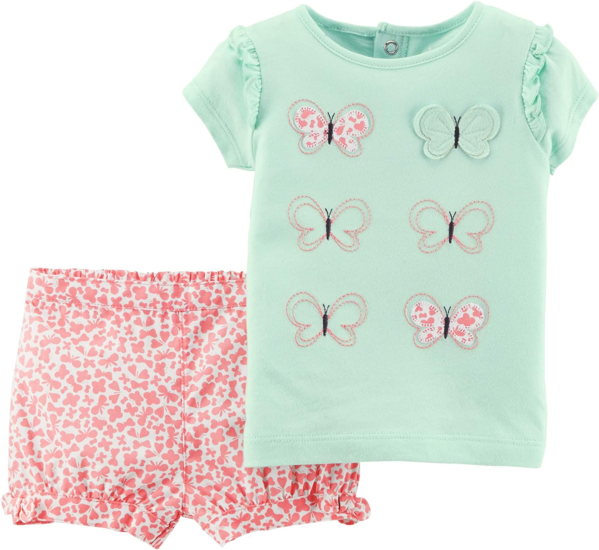 Carter'sChild of Mine Butterfly Baby Girl 2 Piece Top and Shorts Outfit Set