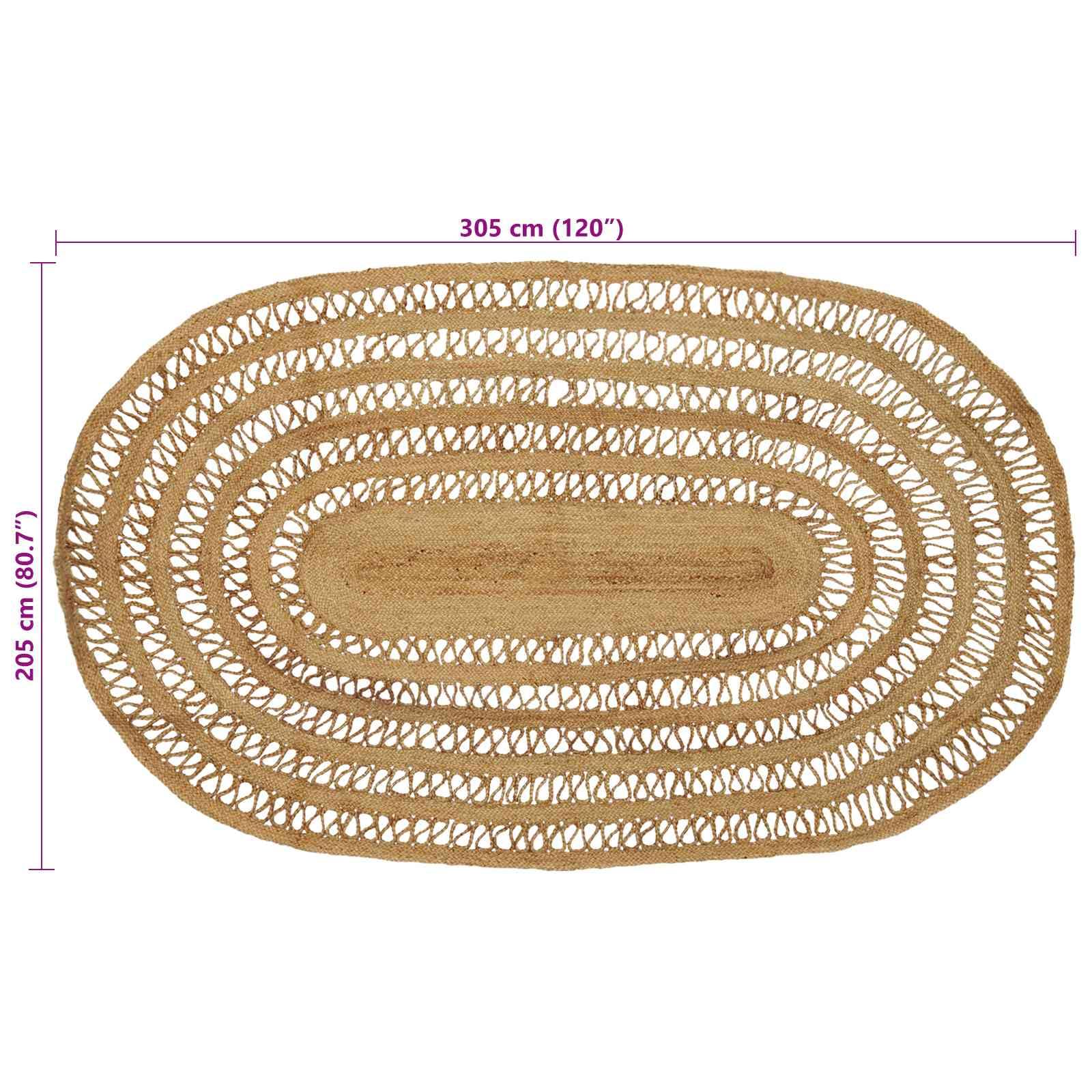 Tapis naturel 100 % jute 205 x 305 cm fait à la main avec une structure attrayante idéal comme tapis de salon antidérapant et facile d'entretien pour l'intérieur confortable et