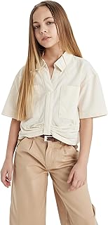 قميص للبنات قصير الأكمام بقصة متقاربة من ديفاكتو، موديل C0459A8