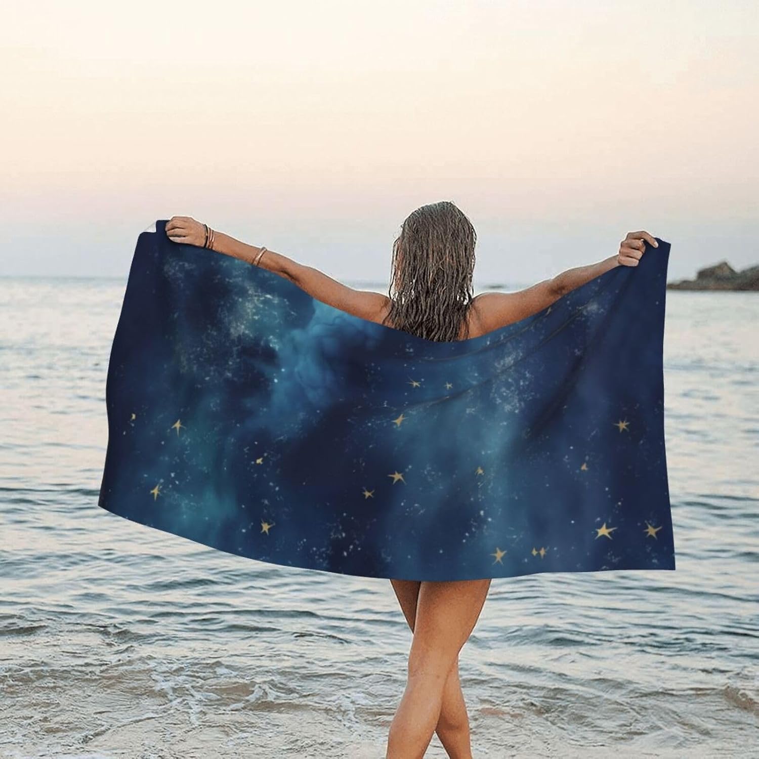KHiry Microfiber Towel Beach Towels Night Sky Stars Quick Dry Towel Soft Lightweight Travel Towels Absorbent Large Easy Pack Travel Things Beach Blanket for Gym Sports Swimming