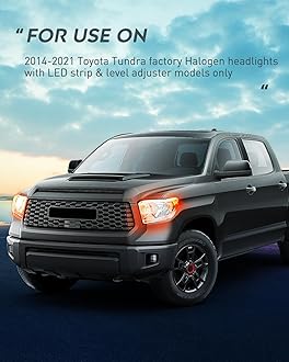 Nilight Headlight Assembly Compatible with 2014 2015 2016 2017 2018 2019 2020 2021 Toyota Tundra Chrome Housing Amber Reflector Clear Lens Bumper Headlamps Replacement Driver and Passenger Side