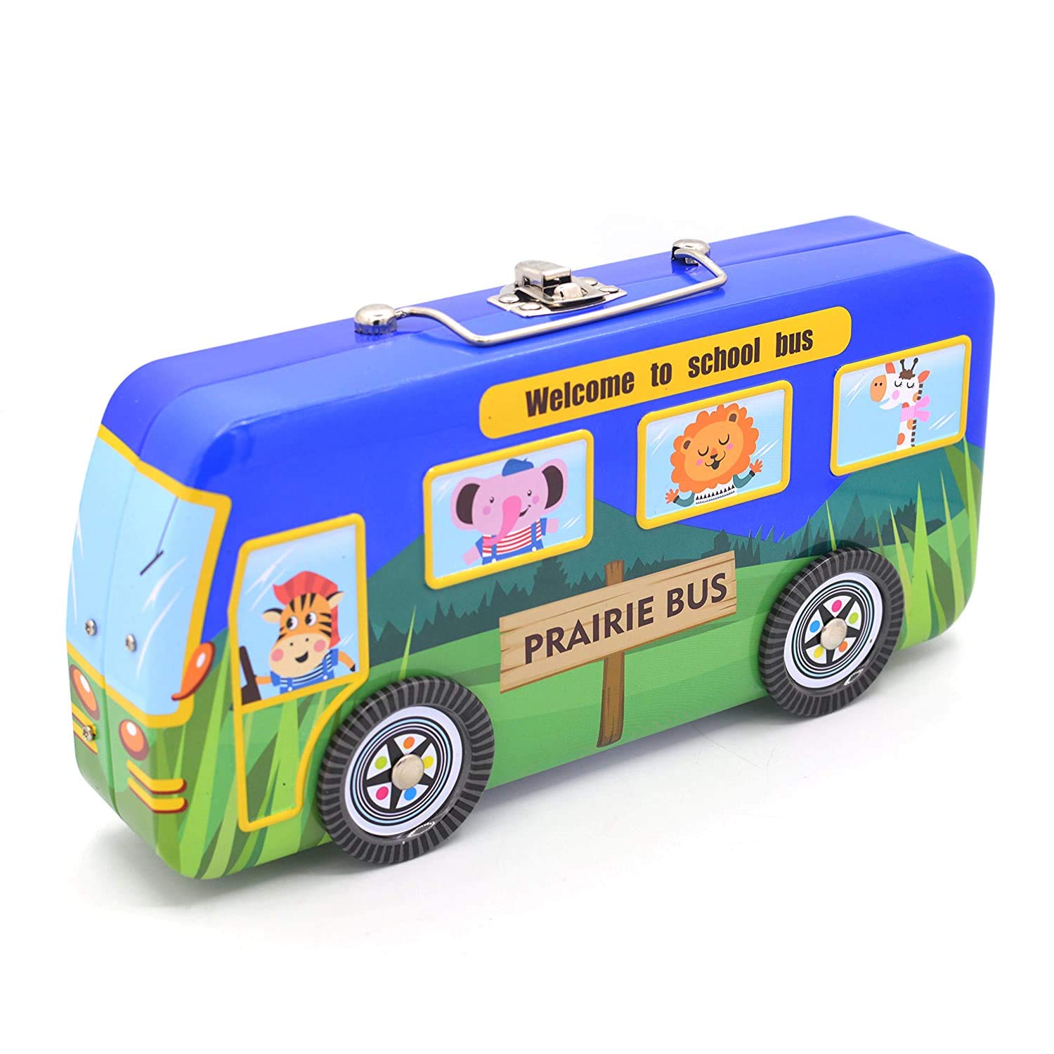 Mimi® Forest Bus School Bus Shape Metal Pencil Box with Dual Compartment (Blue) (B08KQ5514X) Amazon Price History, Amazon Price Tracker