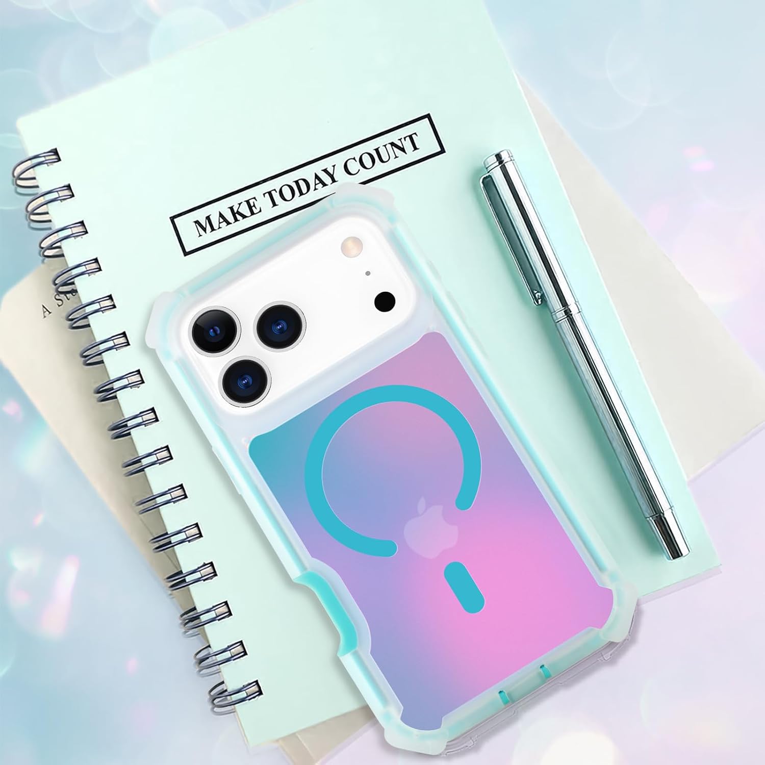 Bonoma for iPhone 17 Pro Case 2025, Iridescent Back, Magnetic Support for MagSafe Shockproof Cover, Crystal and Corner High-Duty Protection for Girls Women -Blue - Image 6