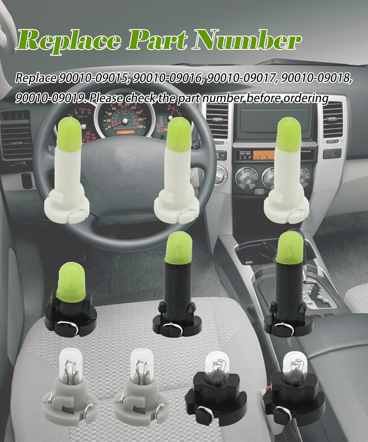 10PCS Cooler Control Switch Bulb Fits for Toyota 4Runner 2003-2009 | Replace 90010-09015, 90010-09016, 90010-09017, 90010-09018 90010-09019