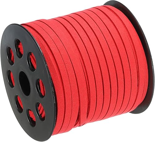 uxcell Cordón de gamuza, 50 yardas, 0.197 in, cuerda de hilo de cuero plana para bolso, bolso, cordones de zapatos, manualidades, fabricación de