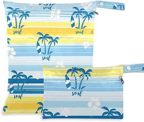 Burbuja Summer Windsurf - Bolsas para pañales de tela para bebé, paquete de 2, impermeable, reutilizable, con 2 bolsillos con cremallera para