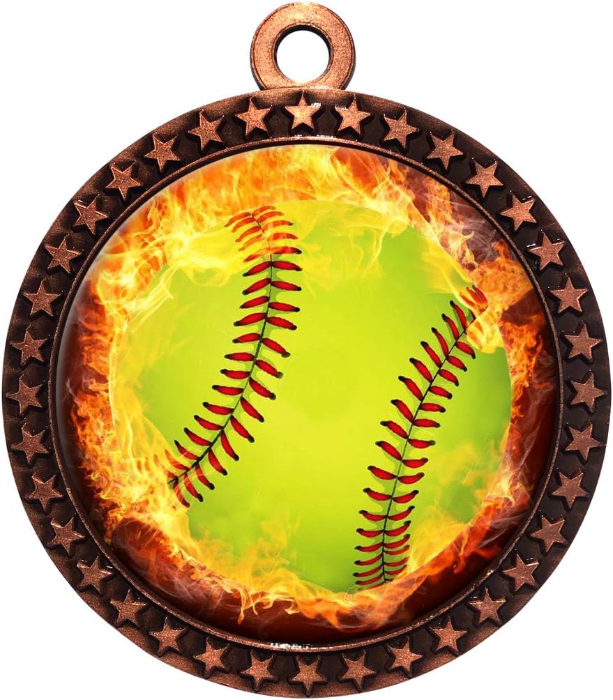 Express Medals 1 to 50 Packs Flame Softball Bronze Medal Trophy Award with Neck Ribbon STDD212-EMFCL805