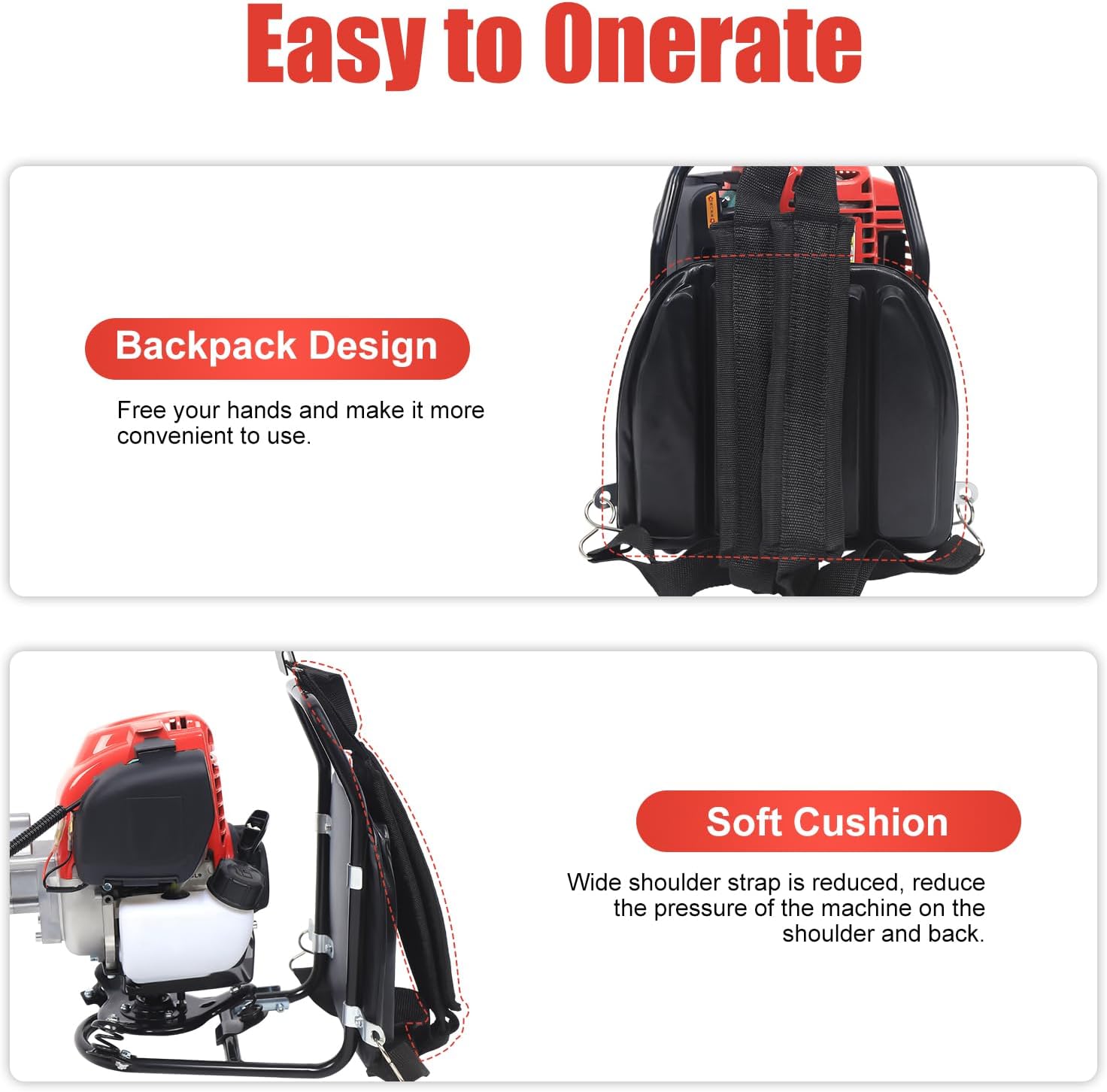 4 Stroke 38.7CC 1.4HP Gas Power Concrete Vibrator Air Bubble Remover Gasoline,Backpack Vibrator Portable Insertion Vibrator Air Bubbles Level Remover Construction Tool,Cement Vibrator for Construction