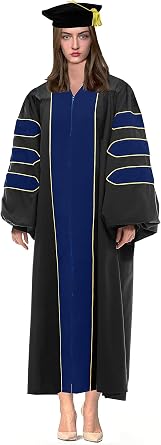 MyGradDay Unisex Deluxe Doctoral Tam Gown for Faculty Professor Doctoral Graduates PhD Regalia