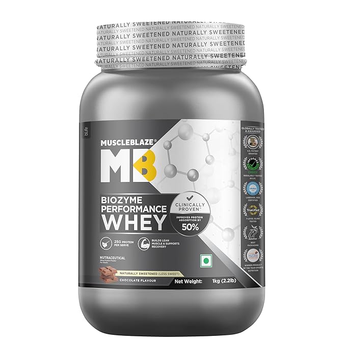 MuscleBlaze Biozyme Performance Whey Protein Powder | Naturally ...
