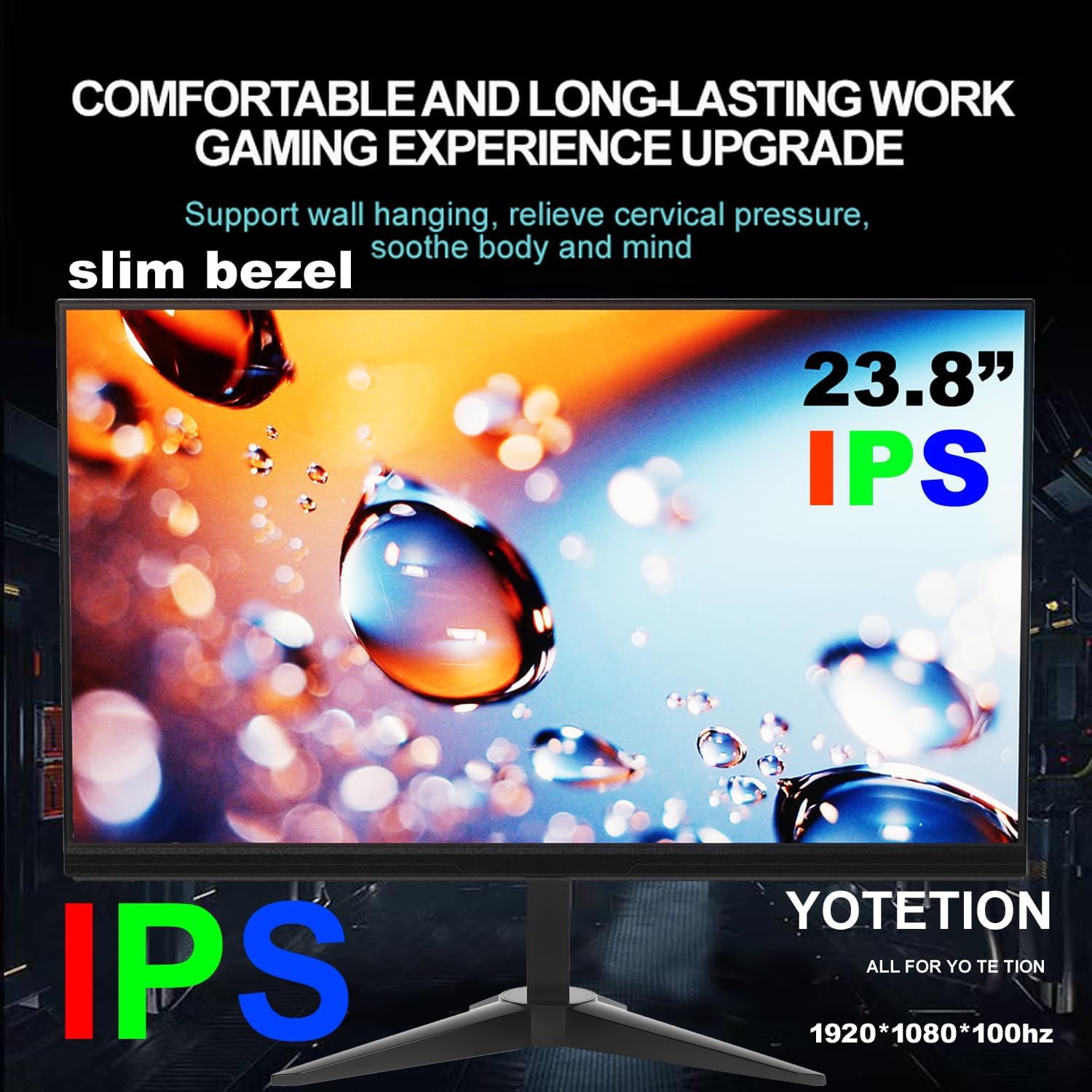 24 inch HD (1920 x 1080) Monitor, 100Hz Refresh Rate, HDMI x1, Small Thin Monitor for laptops, Computers and desktops,LED Display, VGA/HDMI Connection. VESA:75 * 75MM