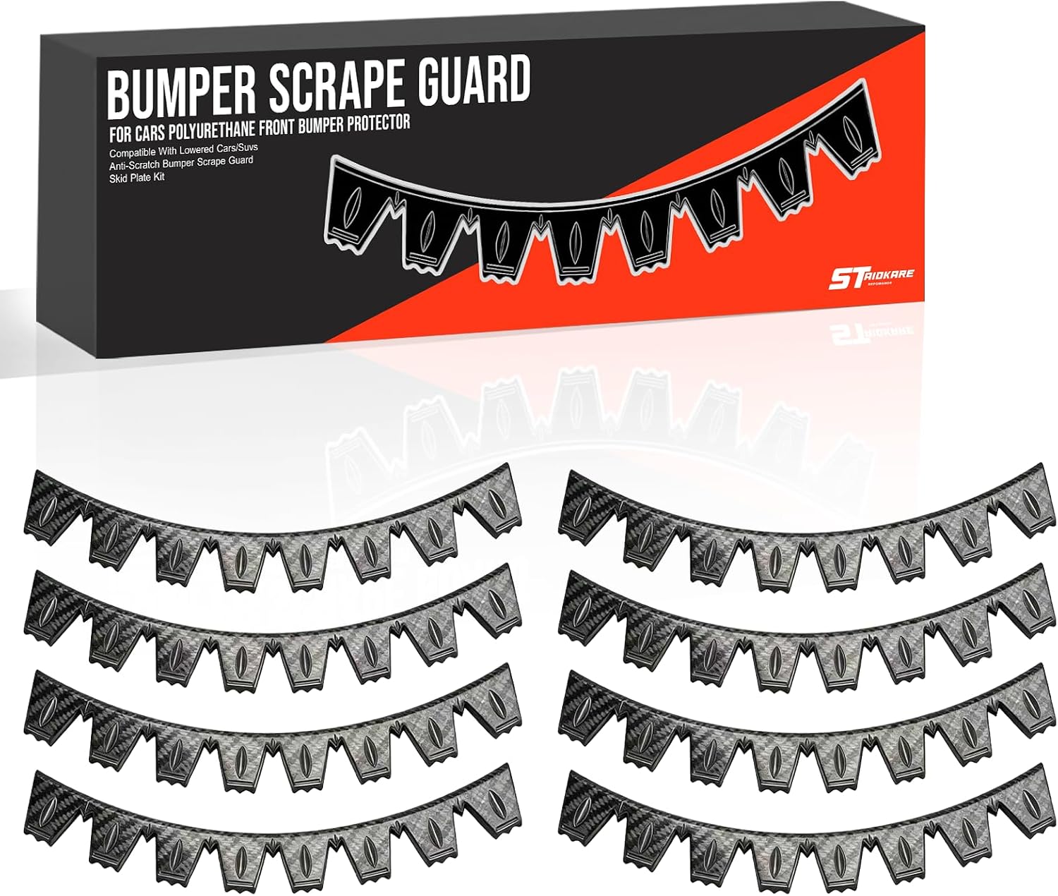 Bumper Guard for Cars Polyurethane Front Bumper Protector Ultra Universal Aftermarket Front Bumper Lip Splitter Compatible with Lowered Cars/SUV Anti-Scratch Bumper Scrape Guard Skid Plate KIT