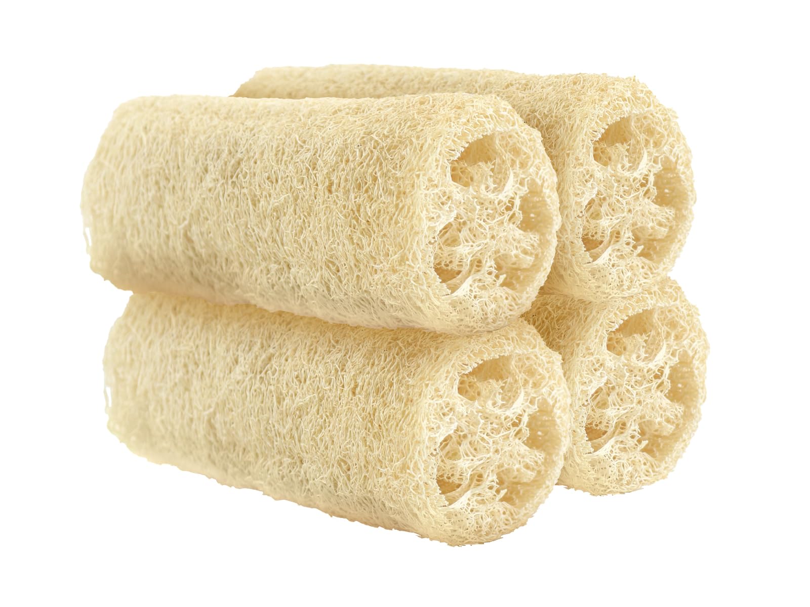 Organic Natural Loofah Sponge for Cleaning and Showering, Plant Fiber Body Bath Scrubber, 100% Plastic Free, Compostable, Set of 4