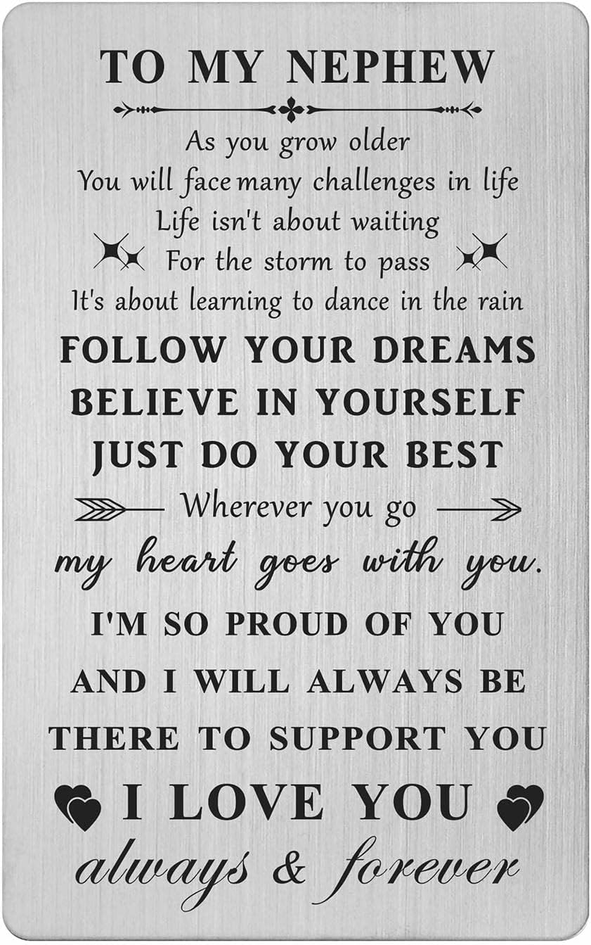 HYHYDHP Nephew Wallet Card - Fathers Day Cards for Nephew - Nephew Graduation Birthday Ideas