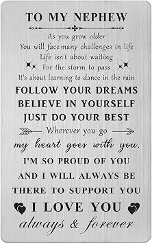 HYHYDHP Nephew Wallet Card - Fathers Day Cards for Nephew - Nephew Graduation Birthday Ideas