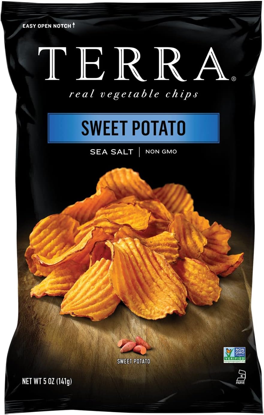 Terra Sweet Potato Chips, Crinkle Chips with Sea Salt, 5 oz Bag (Pack of 6)