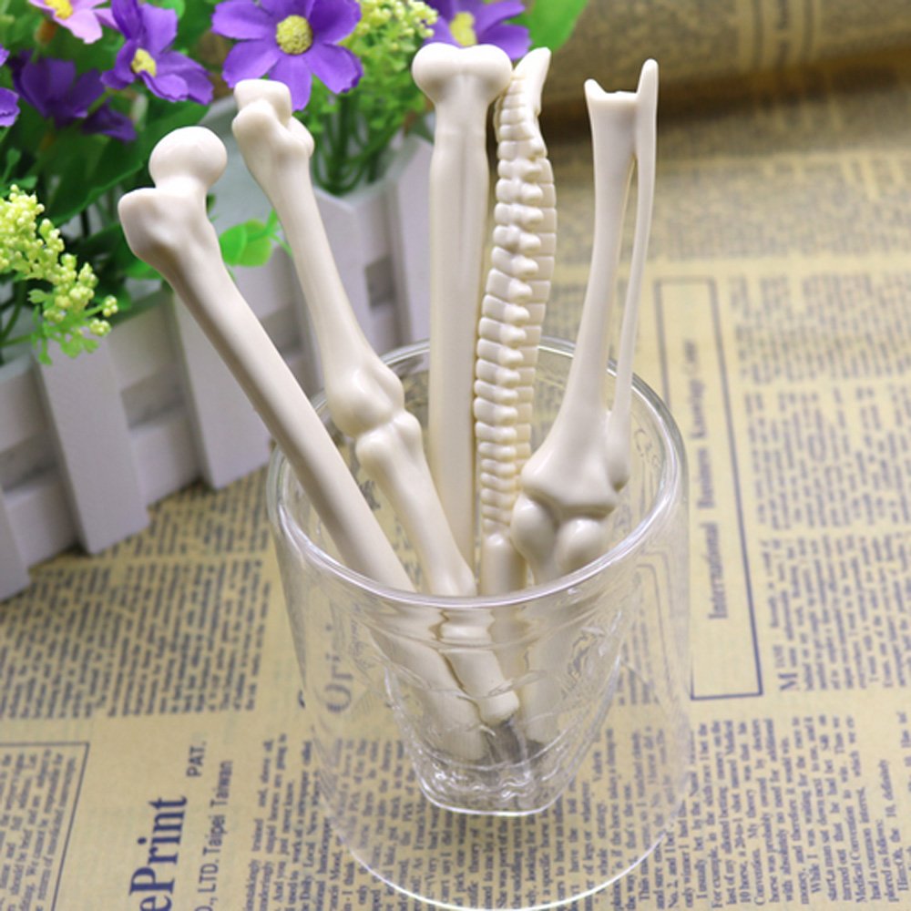 12 Knochen-Kugelschreiber Set – Schwarze Tinte, 14,5 Cm Lang, Beige, Lustiges Geschenk Für Ärzte & Krankenschwestern