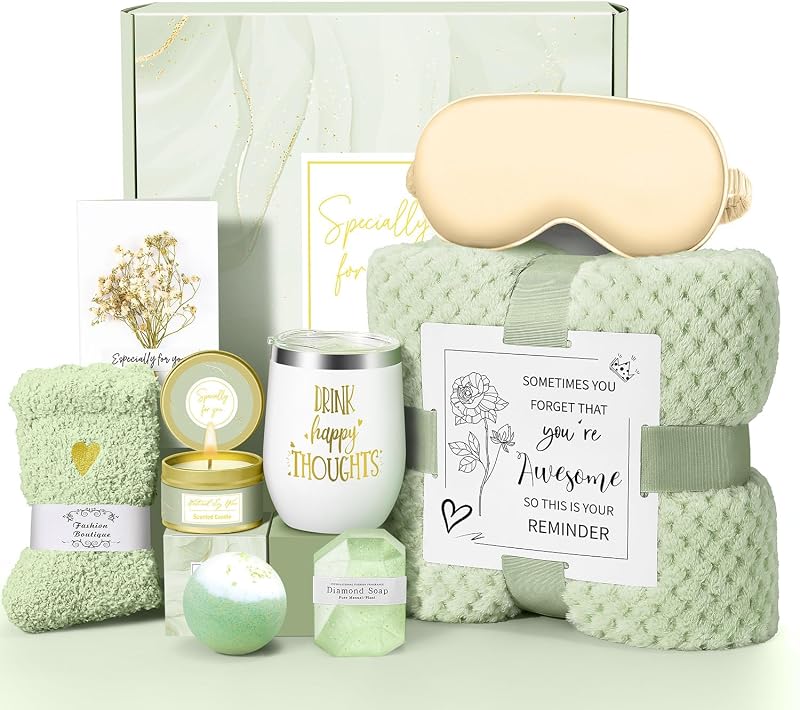 Kit para presente Kalokey com manta, copo térmico e itens de banho